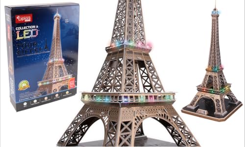 EXPLORA - Eiffelturm - Leuchtende 3D-Puzzles - 540050 - 84 Teile - Historisches Denkmal - Level 6 - Ohne Kleber oder Schere - Paris - Konstruktionsspiel - Geschenk - Modell - Ab 8 Jahren von EXPLORA SCIENCES