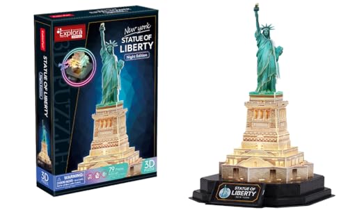 EXPLORA - Freiheitsstatue - Leuchtende 3D-Puzzles - 540053-79 Teile - Level 6 - Ohne Kleber oder Schere - Bildung - Konstruktionsspiel - Geschenk für Kinder - Modell - Ab 8 Jahren von EXPLORA SCIENCES