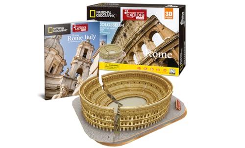 EXPLORA - Kolosseum - 3D-Puzzles - 540200 - 131 Teile - Historisches Denkmal - Stufe 5 - Ohne Kleber oder Schere - Rom - Bauspiel - Modell - National Geographic Lizenz - Ab 8 Jahren von EXPLORA