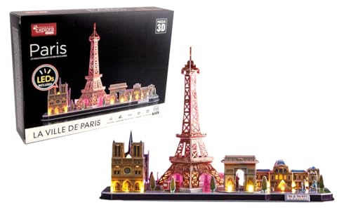 EXPLORA - Monumente von Paris - Leuchtende 3D-Puzzles - 540052 - 115 Teile - Historisches Denkmal - Level 5 - Ohne Kleber oder Schere - Paris - Konstruktionsspiel - Geschenk - Modell - Ab 8 Jahren von EXPLORA