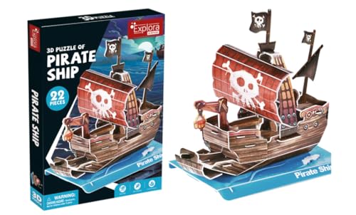 EXPLORA - Piratenschiff - 3D-Puzzles - 540013 - 22 Teile - Level 2 - Ohne Kleber oder Schere - Bildungs - Konstruktionsspiel - Kinder Geschenk - Modell - Ab 5 Jahren von EXPLORA
