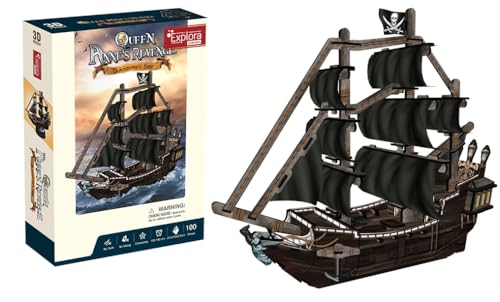 EXPLORA - Piratenschiff Queen's Anne Revenge - 3D-Puzzles - 540030 - 100 Teile - Level 4 - Ohne Kleber oder Schere - Bildungs - Konstruktionsspiel - Kinder Geschenk - Modell - Ab 6 Jahren von EXPLORA SCIENCES