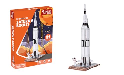 EXPLORA - Saturn V Rakete - 3D-Puzzles - 540012 - 24 Teile - Level 2 - Ohne Kleber oder Schere - Bildungs - Konstruktionsspiel - Kinder Geschenk - Modell - Ab 5 Jahren von EXPLORA