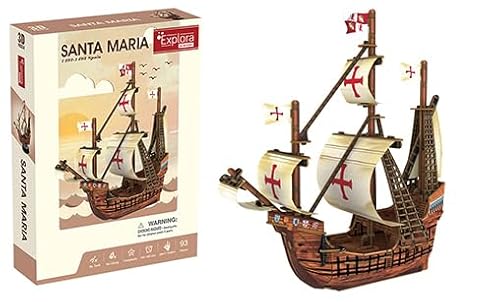 EXPLORA - Schiff Santa Maria - 3D-Puzzles 540031 - 93 Teile - Level 4 - Ohne Kleber oder Schere - Bildungs - Konstruktionsspiel - Kinder Geschenk - Modell - Ab 6 Jahren von EXPLORA