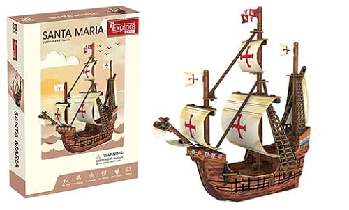 EXPLORA - Schiff Santa Maria - 3D-Puzzles 540031 - 93 Teile - Level 4 - Ohne Kleber oder Schere - Bildungs - Konstruktionsspiel - Kinder Geschenk - Modell - Ab 6 Jahren von EXPLORA SCIENCES