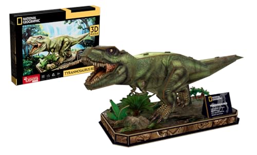 EXPLORA - T-Rex - 3D-Puzzles - 540210 - 52 Teile - Tiere - Level 4 - Ohne Kleber oder Schere - Dinosaurier - Bau - Lizenz National Geographic - Bauspiel - Ab 8 Jahren von EXPLORA