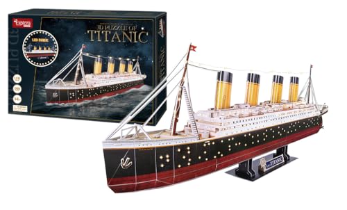 EXPLORA - Titanic Schiff - Leuchtende 3D-Puzzles - 540051 - 266 Teile - Level 8 - Ohne Kleber oder Schere - Bildungs - Konstruktionsspiel - Kinder Geschenk - Modell - Passagierschiff - Ab 8 Jahren von EXPLORA