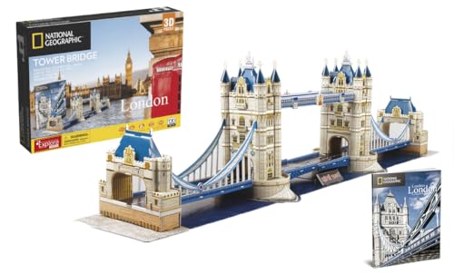 EXPLORA - Tower Bridge - 3D-Puzzles - 540201-120 Teile - Historisches Denkmal - Level 5 - Ohne Kleber oder Schere - London - Bauspiel - Lizenz National Geographic - Ab 8 Jahren von EXPLORA SCIENCES