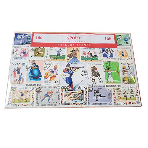 Explora Sport Briefmarkensammlung Alle Anders - 100 Verschiedene Briefmarken Winter und Sommer Sport Souvenir/Speicher/Sammelbare Briefmarken aus der ganzen Welt Alle eindeutigen von Explora