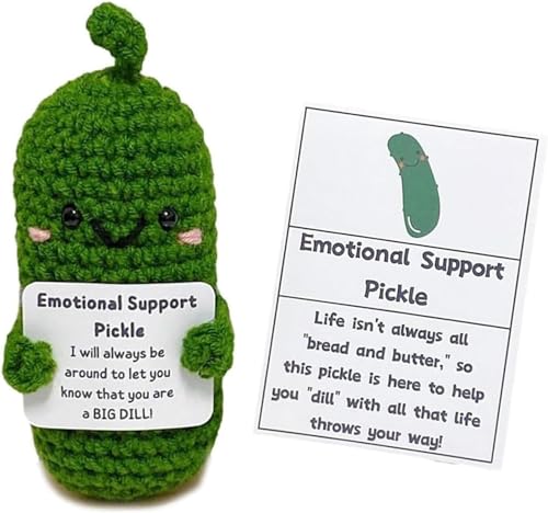 EXQST Emotionale Ermutigung, Gurken-Strickpuppe, häkeln, eingelegte Gurken, Geschenk, lustig, Druck reduzieren, Spielzeug, handgefertigt, emotionale Unterstützung, eingelegte Gurken, Geschenk von EXQST