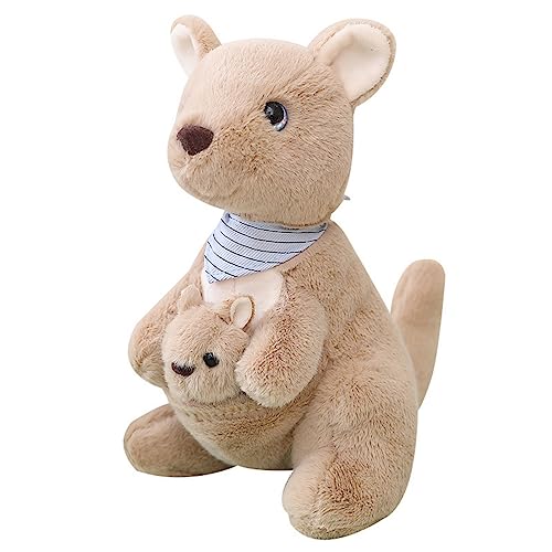 EXQUILEG Känguru Plüschtier, Känguru Kuscheltier Tier Kissen Geschenk Für Kinder/Erwachsene(Mutter und Sohn Känguru) (Braun,35CM) von EXQUILEG