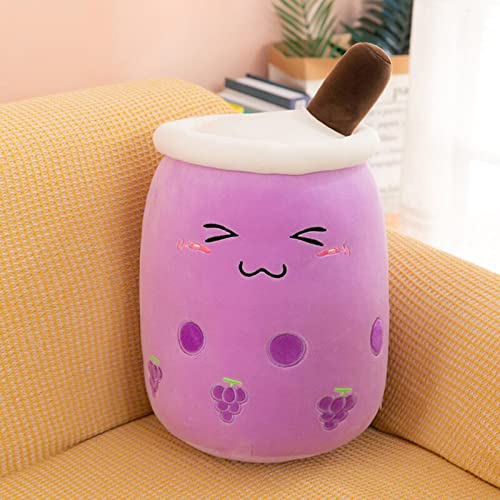 EXQULEG Bubble Tea Plüschtier Boba Kuscheltier Plüschpuppen Weiche Kuscheltier Tee Weiche Puppe Teetasse Kissen Kinderspielzeug (Lila schielen, 50cm) von EXQULEG