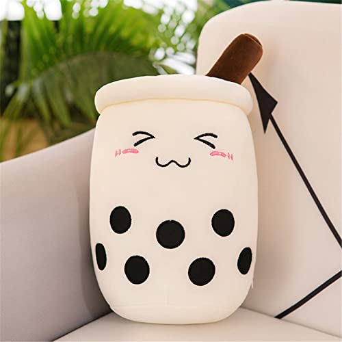 EXQULEG Bubble Tea Plüschtier Boba Kuscheltier Plüschpuppen Weiche Kuscheltier Tee Weiche Puppe Teetasse Kissen Kinderspielzeug (Beige-Schielen,25cm) von EXQULEG