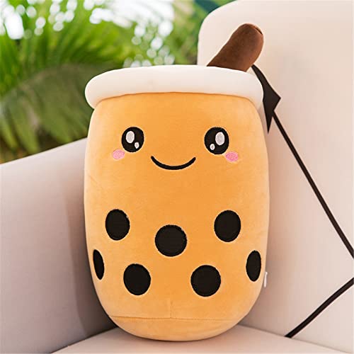 EXQULEG Bubble Tea Plüschtier Boba Kuscheltier Plüschpuppen Weiche Kuscheltier Tee Weiche Puppe Teetasse Kissen Kinderspielzeug (Braun-Runde Augen,25cm) von EXQULEG