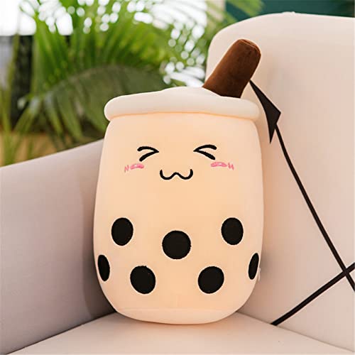 EXQULEG Bubble Tea Plüschtier Boba Kuscheltier Plüschpuppen Weiche Kuscheltier Tee Weiche Puppe Teetasse Kissen Kinderspielzeug (Fleischfarben-Schielen,25cm) von EXQULEG