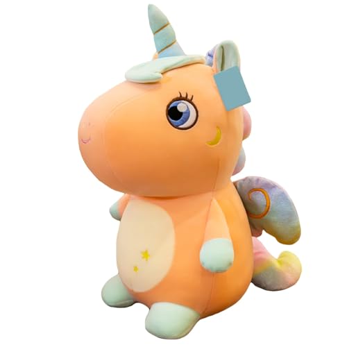 EXQULEG Einhorn Plüschtier, Einhorn Kuscheltier Stofftier Kissen, Plüsch Einhorn Plüschpferd Geschenk für Kinder Mädchen (Orange,30cm) von EXQULEG