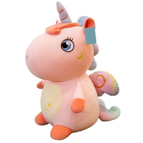 EXQULEG Einhorn Plüschtier, Einhorn Kuscheltier Stofftier Kissen, Plüsch Einhorn Plüschpferd Geschenk für Kinder Mädchen (Rosa,25cm) von EXQULEG