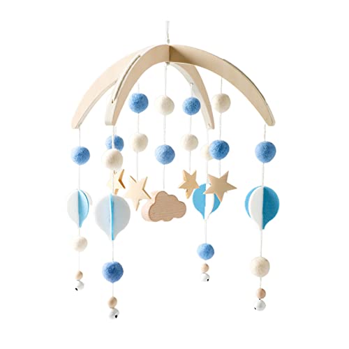 EXQULEG Mobile Baby Windspiele, Babybett Mobile Windspiel Rassel Spielzeug, Neugeborenen Kinderzimmer hängende Bettglocke für Baby Mädchen oder Jungen (Blau) von EXQULEG