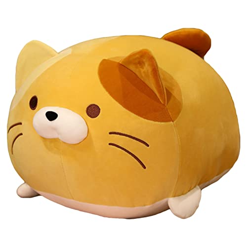 EXQULEG Plüschtier Flauschiges Stofftier Kawaii Katze, Kuscheltier Ausgestopftes Tier Plüschkissen Spielzeug Geschenk gefüllt für Kinder Mädchen Jungen (Orange,35cm) von EXQULEG