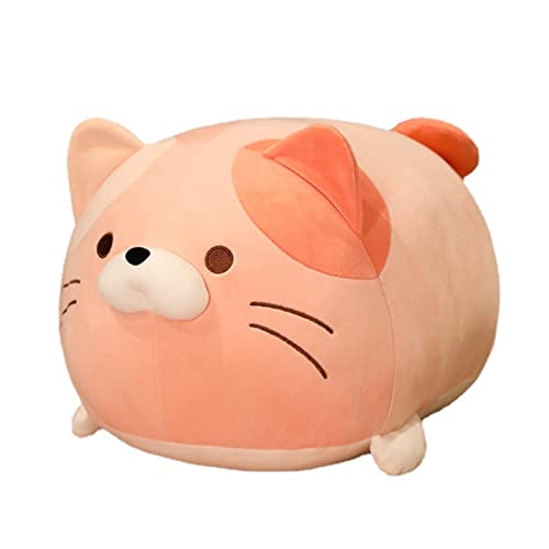 EXQULEG Plüschtier Flauschiges Stofftier Kawaii Katze, Kuscheltier Ausgestopftes Tier Plüschkissen Spielzeug Geschenk gefüllt für Kinder Mädchen Jungen (Rosa,50cm) von EXQULEG