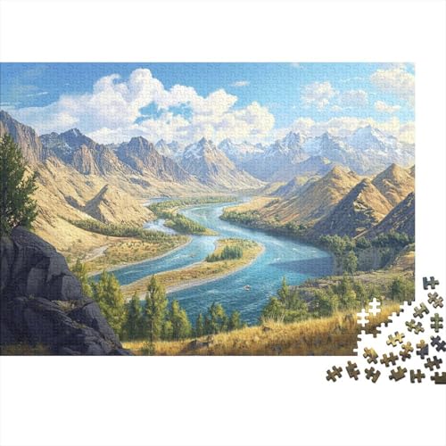 Berge und Flüsse Holzpuzzles 1000 Teile Holzspielzeug Landschaft Geschicklichkeitsspiel Für Die Ganze Familie Für Erwachsene Und Kinder Ab 14 Jahren 1000pcs (75x50cm) von EYABZKLDZ