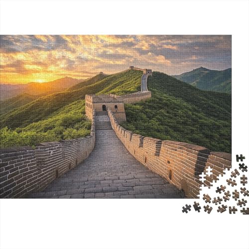 Die Große Mauer Puzzle 300 Teile Holzspielzeug Scenery of Die Große Mauer of China Geschicklichkeitsspiel Unique Gift Home Decor 300pcs (40x28cm) von EYABZKLDZ