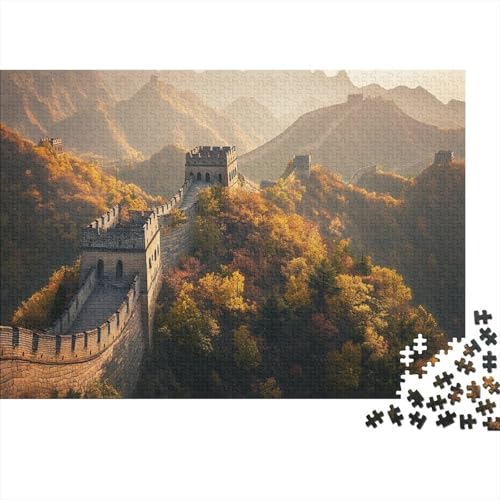 Die Große Mauer Wooden Puzzle 300 Teile Holzspielzeug Scenery of Die Große Mauer of China Erwachsenenpuzzle Unique Gift Home Decor 300pcs (40x28cm) von EYABZKLDZ