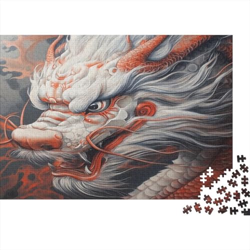 Drache Holzpuzzles 300 Teile Holzspielzeug Antik und geheimnisvoll mächtig und majestätisch Erwachsenenpuzzle Geschicklichkeitsspiel Unique Gift Home Decor 300pcs (40x28cm) von EYABZKLDZ