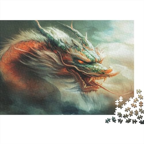 Drache Holzpuzzles 300 Teile Holzspielzeug Antik und geheimnisvoll mächtig und majestätisch Puzzle-Spiel Für Erwachsene Und Kinder Ab 14 Jahren 300pcs (40x28cm) von EYABZKLDZ