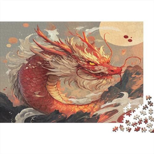 Drache Puzzle 300 Teile Holzspielzeug Antik und geheimnisvoll mächtig und majestätisch Erwachsenenpuzzle Geschicklichkeitsspiel Für Erwachsenenpuzzle Ab 14 Jahren 300pcs (40x28cm) von EYABZKLDZ