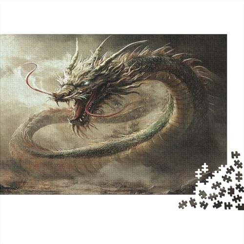 Drache Puzzle 500 Teile Holzspielzeug Antik und geheimnisvoll mächtig und majestätisch Erwachsenenpuzzle Für Erwachsene Und Kinder Ab 14 Jahren 500pcs (52x38cm) von EYABZKLDZ