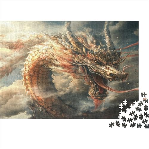 Drachen4color Holzpuzzles 300 Teile Holzspielzeug Antik und geheimnisvoll mächtig und majestätisch Erwachsenenpuzzle Geschicklichkeitsspiel Unique Gift Home Decor 300pcs (40x28cm) von EYABZKLDZ