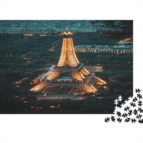 Eiffelturm Wooden Puzzle 500 Teile Holzspielzeug Night View of The Eiffelturm Puzzle-Spiel Unique Gift Home Decor 500pcs (52x38cm) von EYABZKLDZ