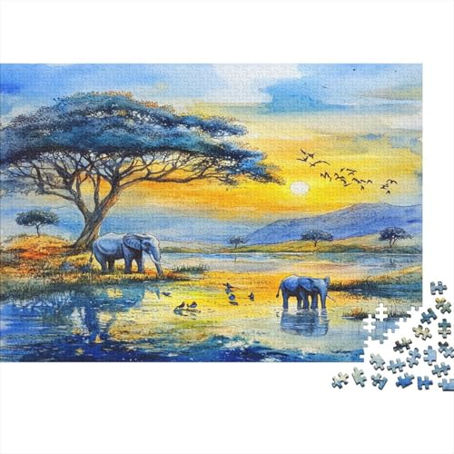 Elefant Puzzle 300 Teile Holzspielzeug Groß und sanft Erwachsenenpuzzle Für Erwachsene Und Kinder Ab 14 Jahren 300pcs (40x28cm) von EYABZKLDZ