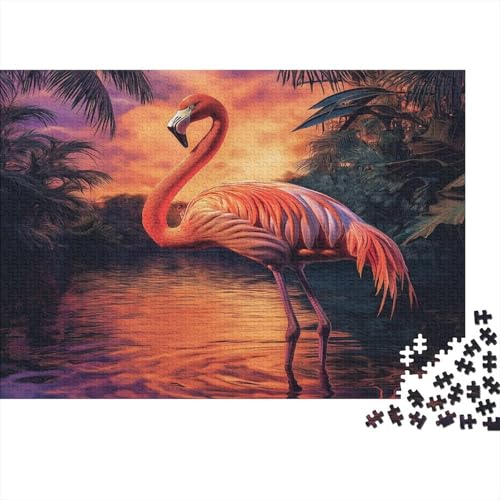 Flamingo Holzpuzzles 300 Teile Holzspielzeug Bunte Flamingos Erwachsenenpuzzle Für Erwachsenenpuzzle Ab 14 Jahren 300pcs (40x28cm) von EYABZKLDZ