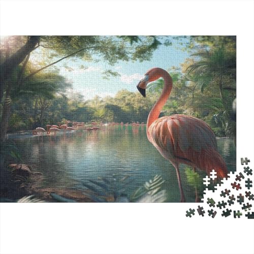 Flamingo Holzpuzzles 500 Teile Holzspielzeug Bunte Flamingos Geschicklichkeitsspiel Für Die Ganze Familie Für Erwachsene Und Kinder Ab 10 Jahren 500pcs (52x38cm) von EYABZKLDZ