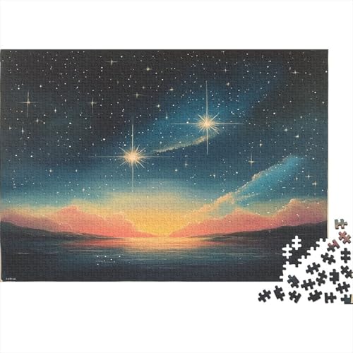 Kosmischer Sternenhimmel Holzpuzzles 300 Teile Holzspielzeug Brillante und prächtige geheimnisvolle Fantasie Geschicklichkeitsspiel Für Erwachsene Und Kinder Ab 14 Jahren 300pcs (40x28cm) von EYABZKLDZ