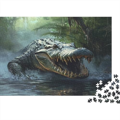 Krokodil Holzpuzzles 1000 Teile Holzspielzeug Realistische Farben Erwachsenenpuzzle Für Erwachsenenpuzzle Ab 14 Jahren 1000pcs (75x50cm) von EYABZKLDZ