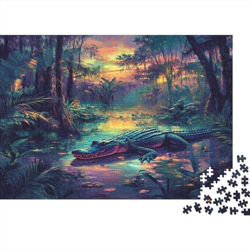 Krokodil Puzzle 300 Teile Holzspielzeug Realistische Farben Puzzle-Spiel Für Erwachsene Und Kinder Ab 10 Jahren 300pcs (40x28cm) von EYABZKLDZ