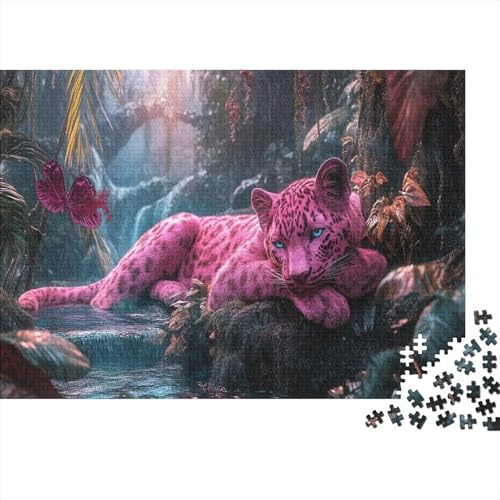 Leopard Holzpuzzles 300 Teile Holzspielzeug Einzigartige Muster Geschicklichkeitsspiel Für Die Ganze Familie Unique Gift Home Decor 300pcs (40x28cm) von EYABZKLDZ