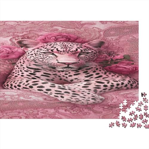 Leopard Holzpuzzles 500 Teile Holzspielzeug Einzigartige Muster Puzzle-Spiel Für Erwachsene Und Kinder Ab 14 Jahren 500pcs (52x38cm) von EYABZKLDZ