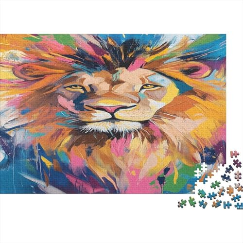 Löwe Holzpuzzles 500 Teile Holzspielzeug Colorful Colorful Löwe Geschicklichkeitsspiel Für Die Ganze Familie Für Erwachsene Und Kinder Ab 14 Jahren 500pcs (52x38cm) von EYABZKLDZ