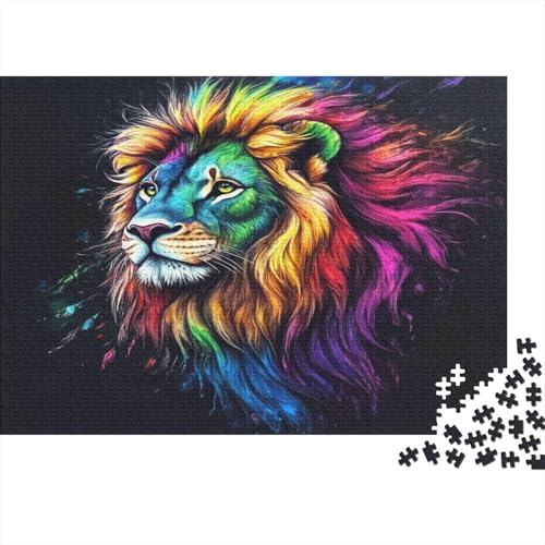 Löwe Puzzle 300 Teile Holzspielzeug Colorful Colorful Löwe Geschicklichkeitsspiel Für Erwachsenenpuzzle Ab 14 Jahren 300pcs (40x28cm) von EYABZKLDZ