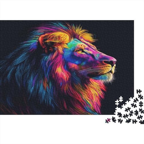 Löwe Puzzle 500 Teile Holzspielzeug Colorful Colorful Löwe Erwachsenenpuzzle Geschicklichkeitsspiel Für Erwachsene Und Kinder Ab 10 Jahren 500pcs (52x38cm) von EYABZKLDZ