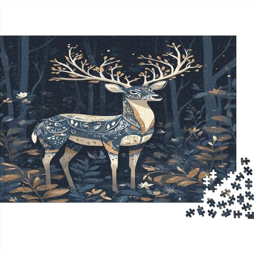 Milu Hirsch Holzpuzzles 300 Teile Holzspielzeug Elch-Puzzle Geschicklichkeitsspiel Für Erwachsenenpuzzle Ab 14 Jahren 300pcs (40x28cm) von EYABZKLDZ