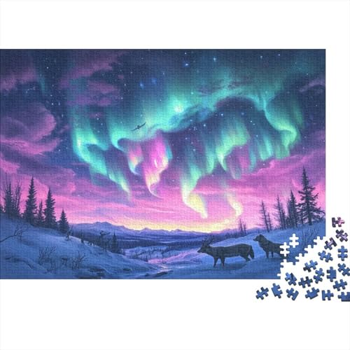 Nordlichter Holzpuzzles 300 Teile Holzspielzeug Wie EIN Traum oder eine Fantasy Ethereal Fantasy Erwachsenenpuzzle Geschicklichkeitsspiel Für Erwachsene Und Kinder Ab 10 Jahren 300pcs (40x28cm) von EYABZKLDZ