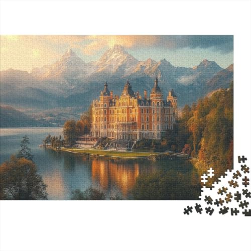 Schloss Holzpuzzles 300 Teile Holzspielzeug Spektakulär Schloss Erwachsenenpuzzle Unique Gift Home Decor 300pcs (40x28cm) von EYABZKLDZ