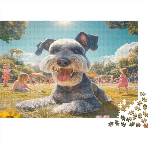 Schnauzer Holzpuzzles 500 Teile Holzspielzeug Lean and Agile Realistische Form Erwachsenenpuzzle Für Erwachsene Und Kinder Ab 14 Jahren 500pcs (52x38cm) von EYABZKLDZ