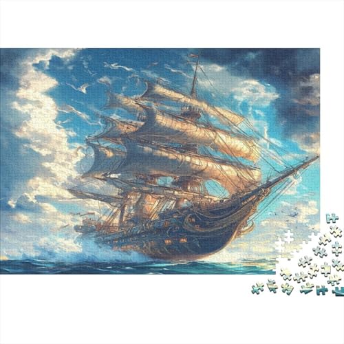 Segelboot Holzpuzzles 300 Teile Holzspielzeug majestätisch Exquisite Design Geschicklichkeitsspiel Für Erwachsenenpuzzle Ab 14 Jahren 300pcs (40x28cm) von EYABZKLDZ