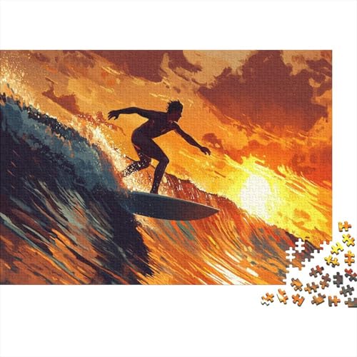 Surfen Holzpuzzles 1000 Teile Holzspielzeug Lustige Nervenkitzel und Spielchen Geschicklichkeitsspiel Unique Gift Home Decor 1000pcs (75x50cm) von EYABZKLDZ